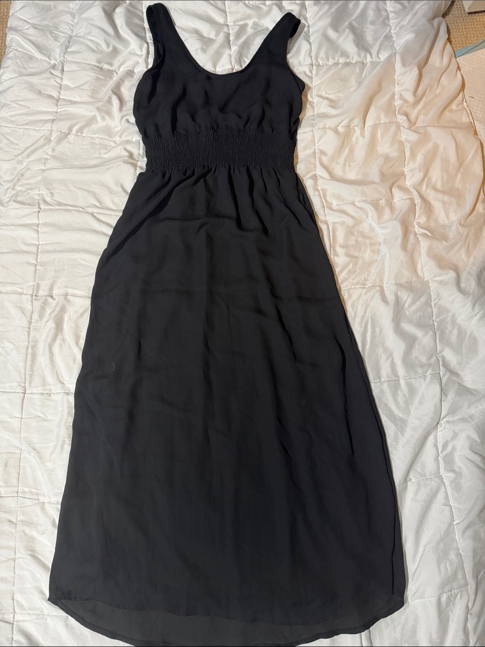 Costa Blanca Black Maxi Dress with Smocked Waist